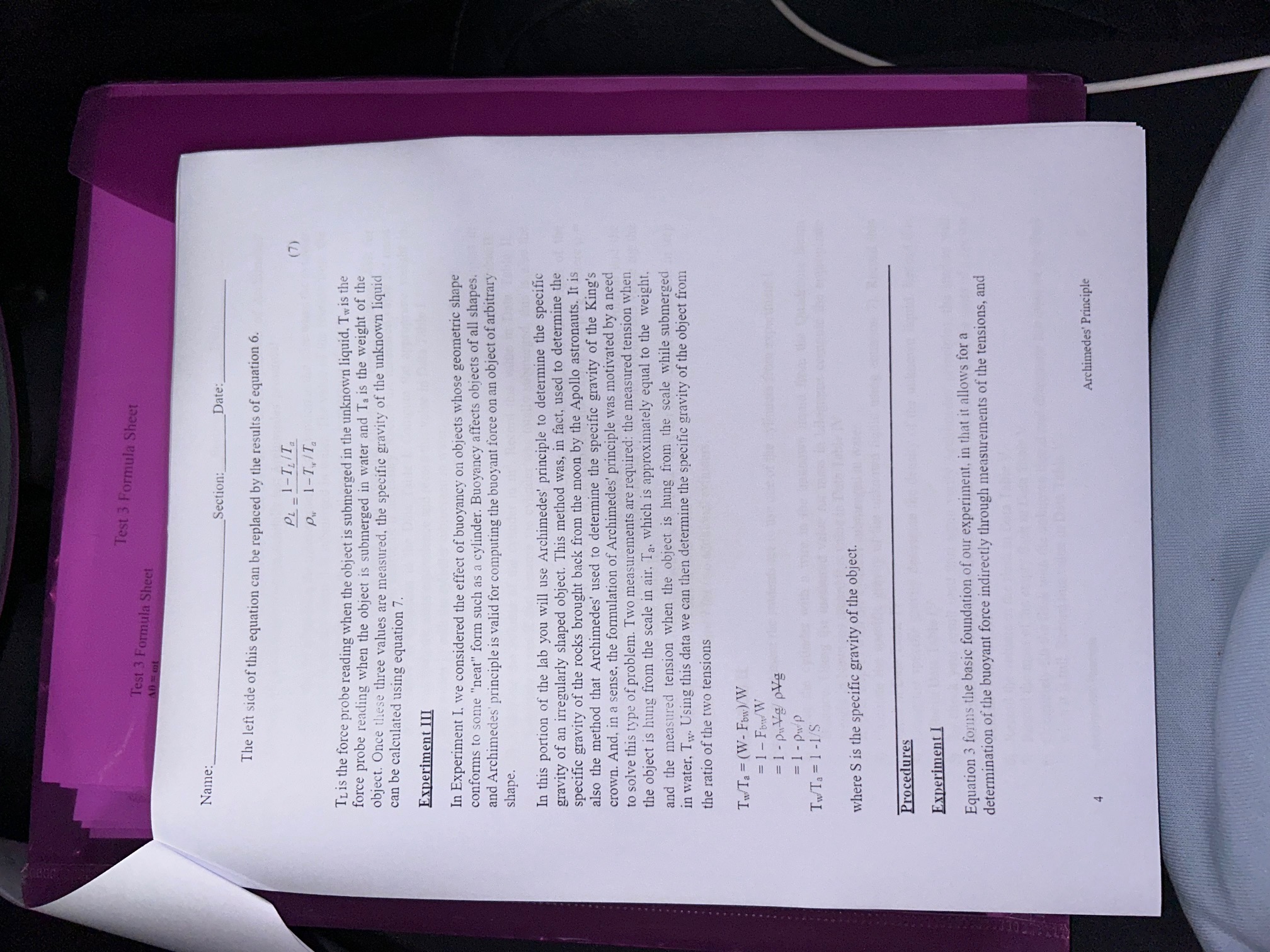 the density of a liquid using Archimedes' Principle. 3) To determine the