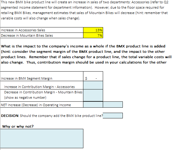 adopt a new product line - BMX Eiicycles. This new product line