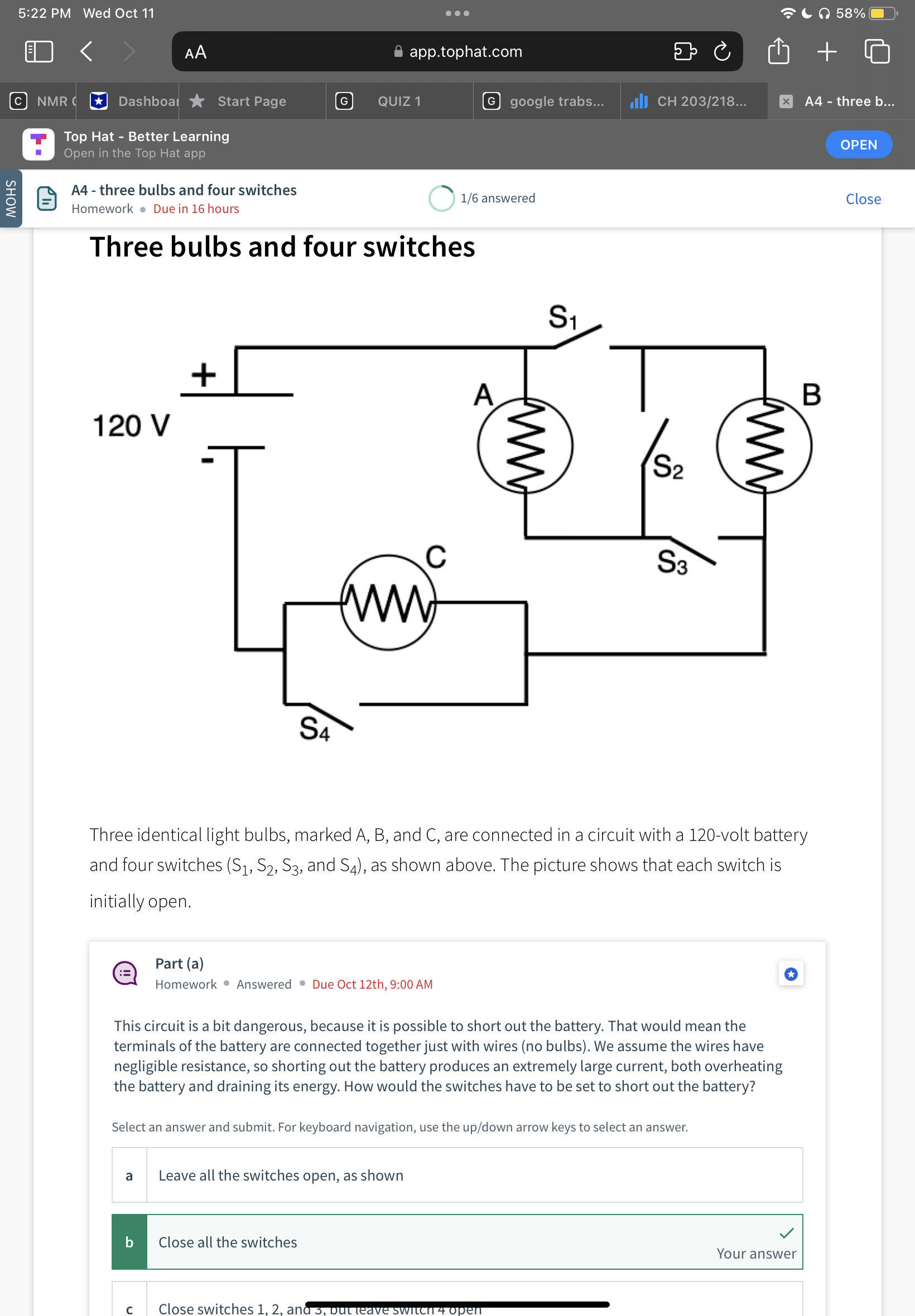 5:22 PM Wed Oct 11 app.tophat.com c NMR Dashboa * Start Page