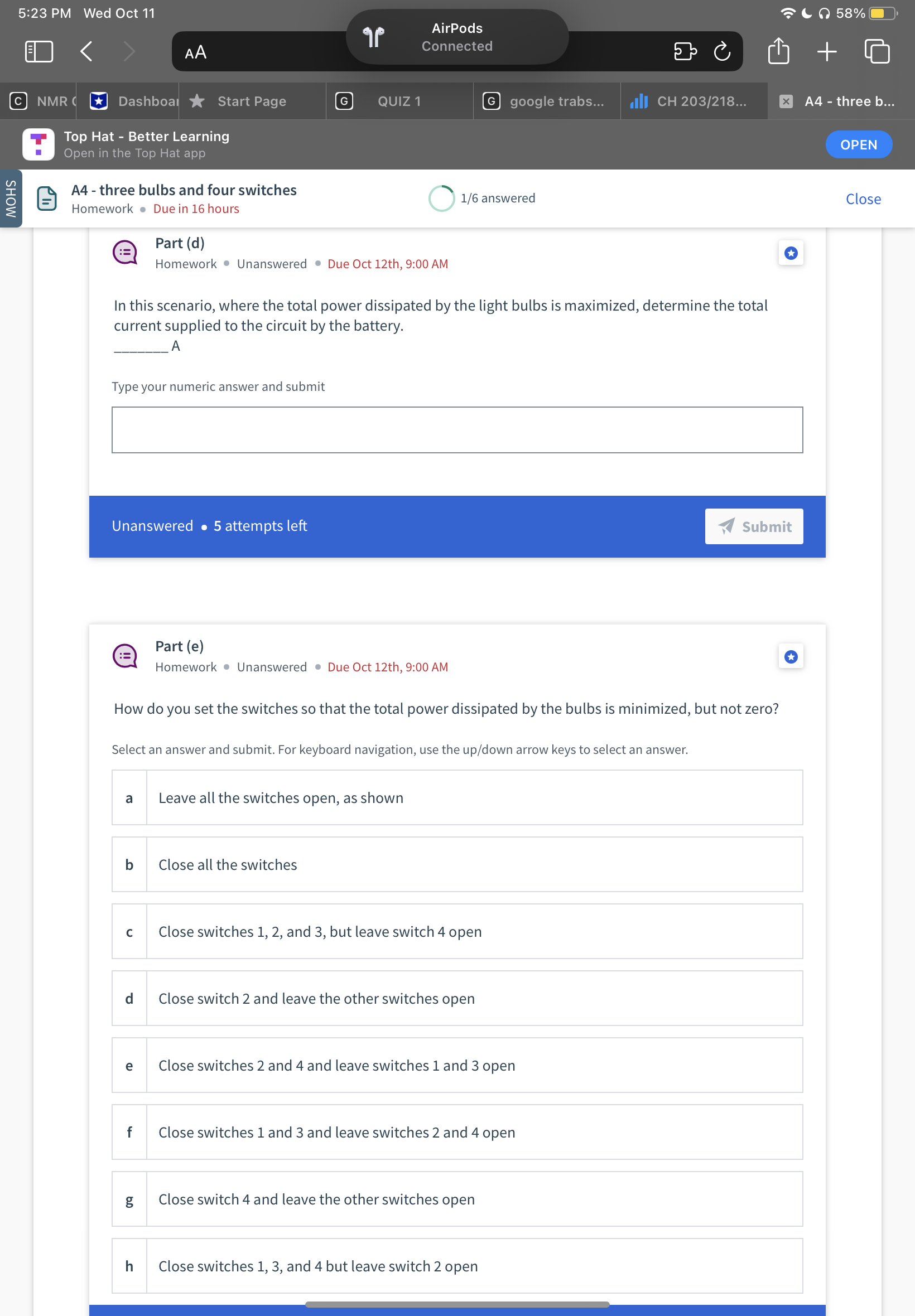 Hat app A4 - three bulbs and four switches Homework Due in