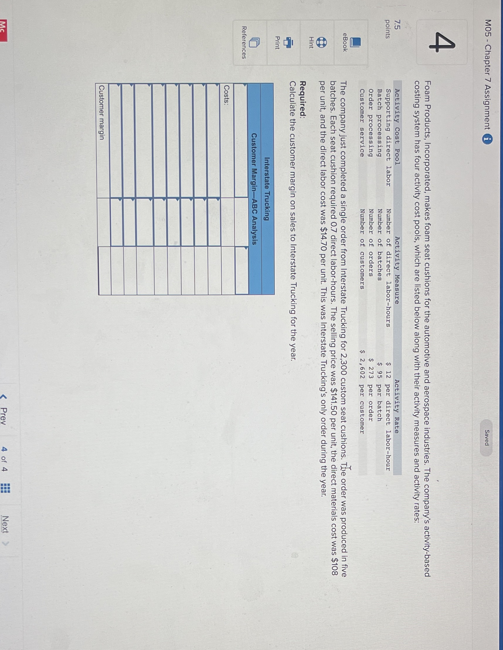  M05 - Chapter 7 Assignment i Saved Foam Products, Incorporated, makes