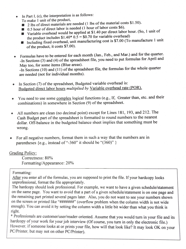 a master budgeting template in a spreadsheet. Obtain the pre- formatted spreadsheet