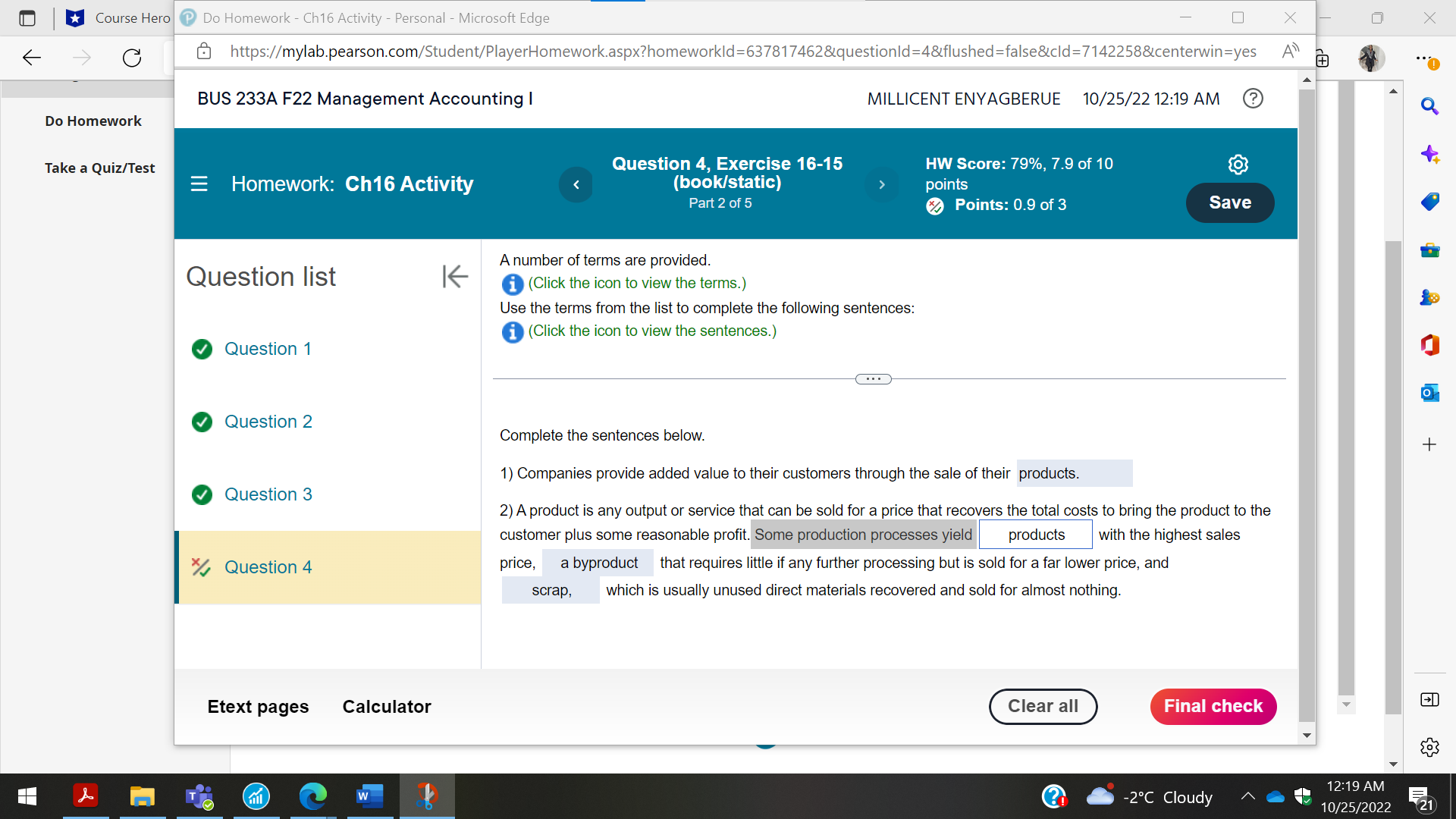 Course Hero P Do Homework - Ch16 Activity - Personal -