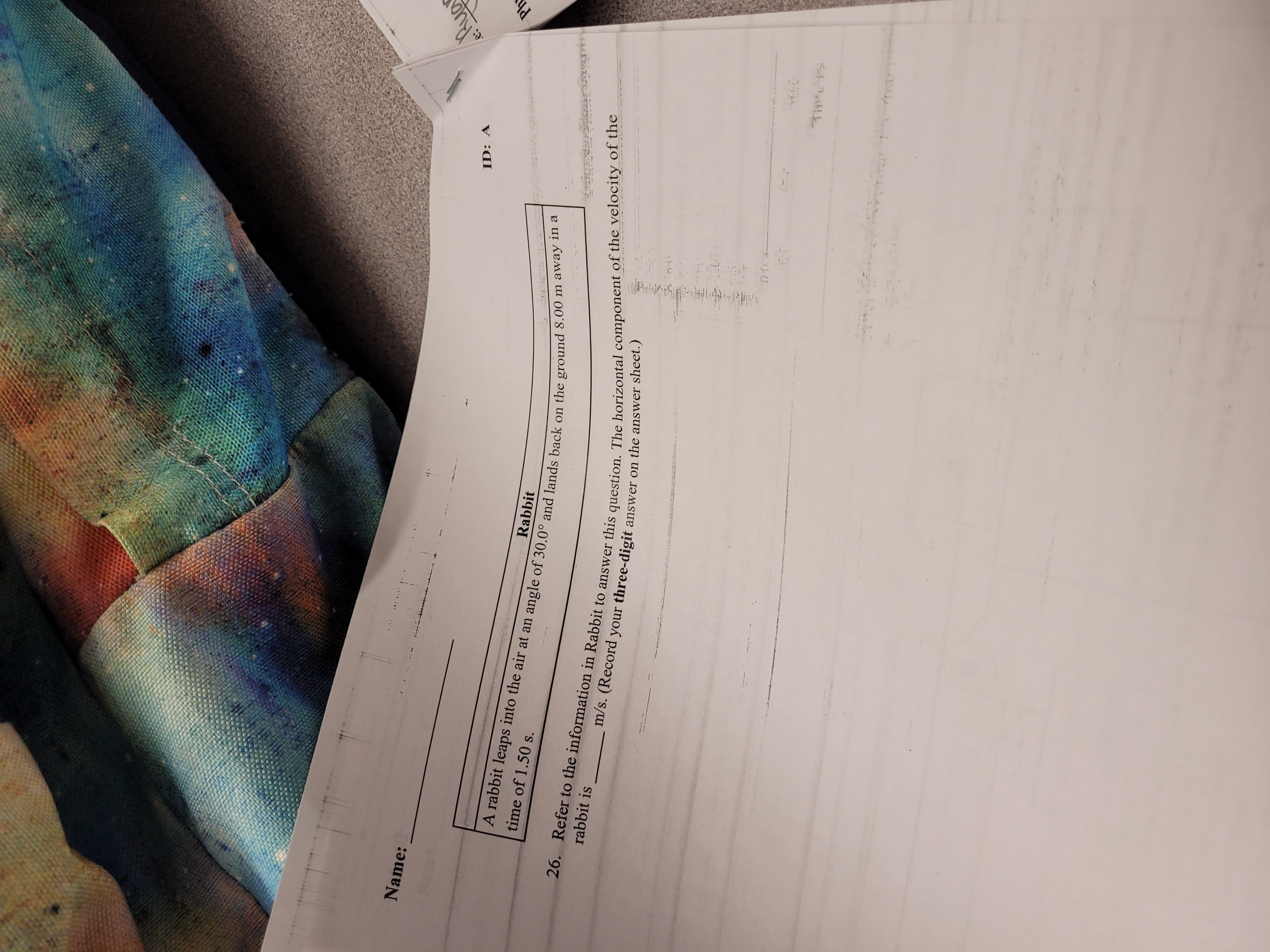 m/s [east] b. 2.00 m/sID : A Name: C 4. Bel Name: