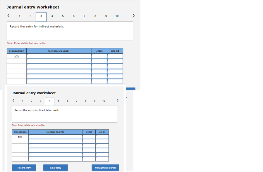 used, $45,500. Indirect materials used, $20,400.Direct labor used, $37,000. Indirect labor used,
