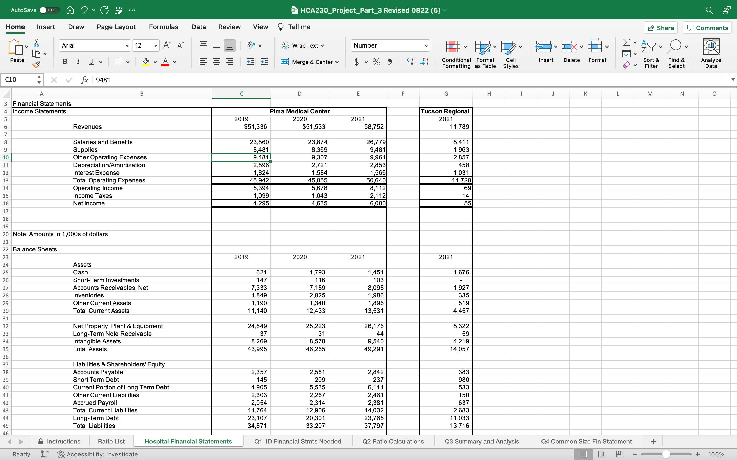  AutoSave OFF A ? CE ... HCA230_Project_Part_3 Revised 0822 (6) Home