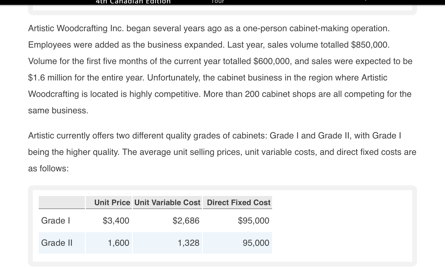 $35,000. Currently, for every three Grade | cabinets sold, seven Grade II