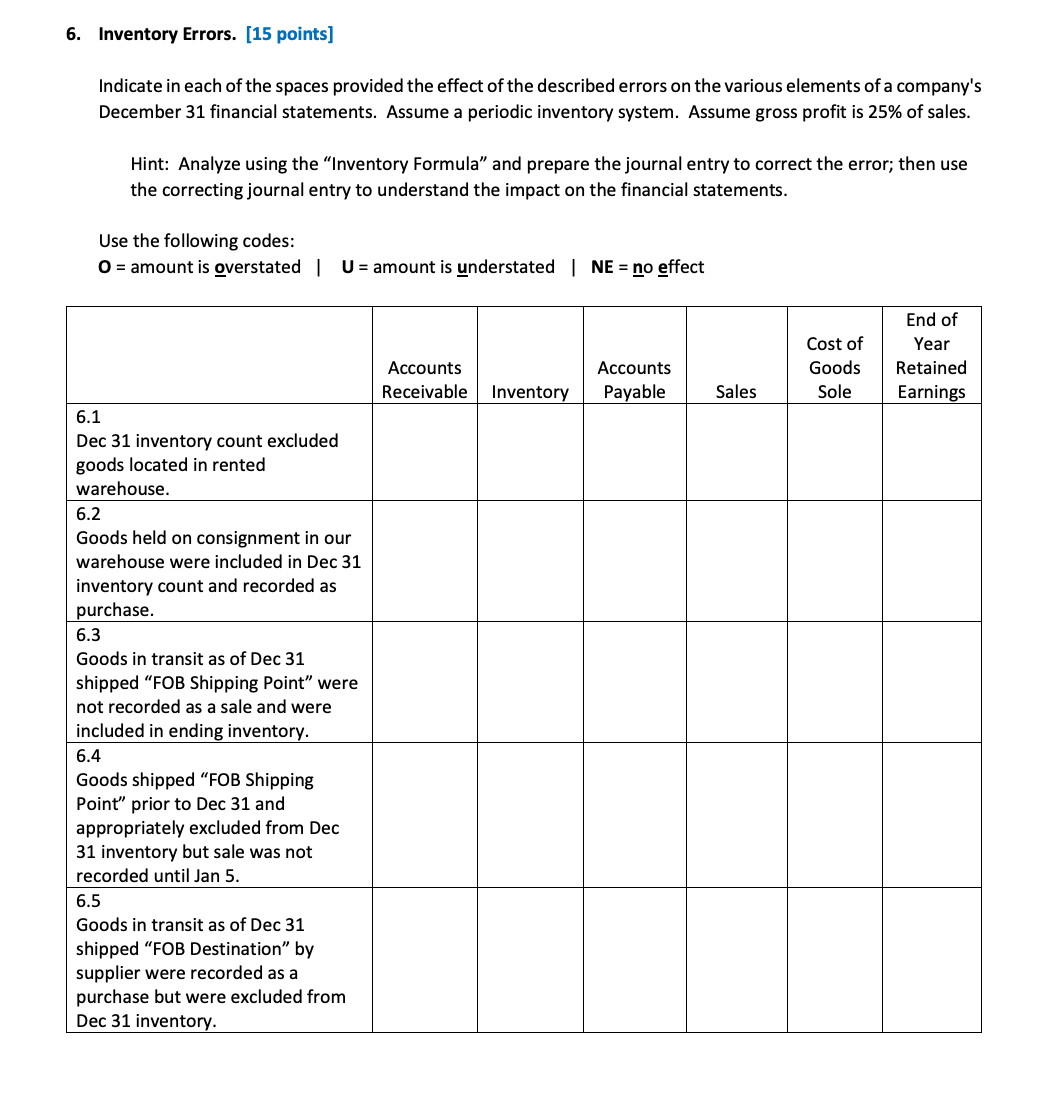 company should present the following in their financial statements. Remember to use