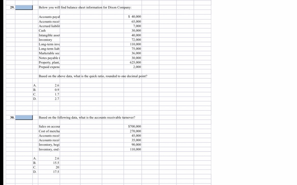 Please help with 29 and 30. 29. Below you will find balance