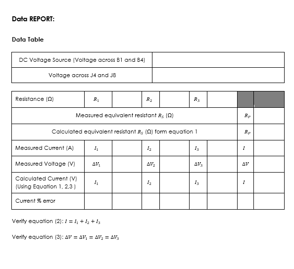 parallel circuit with three resistors and one DC source. KIT NO 2.