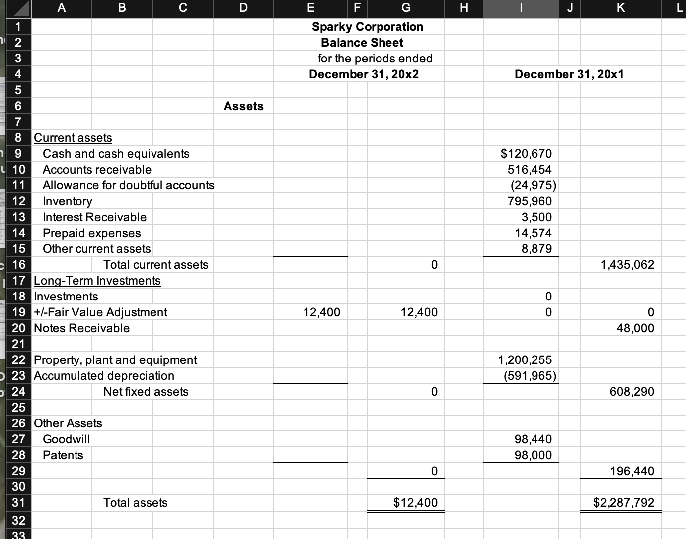 in the empty fields for assets, liabilities and stockholder equity? J38 JX