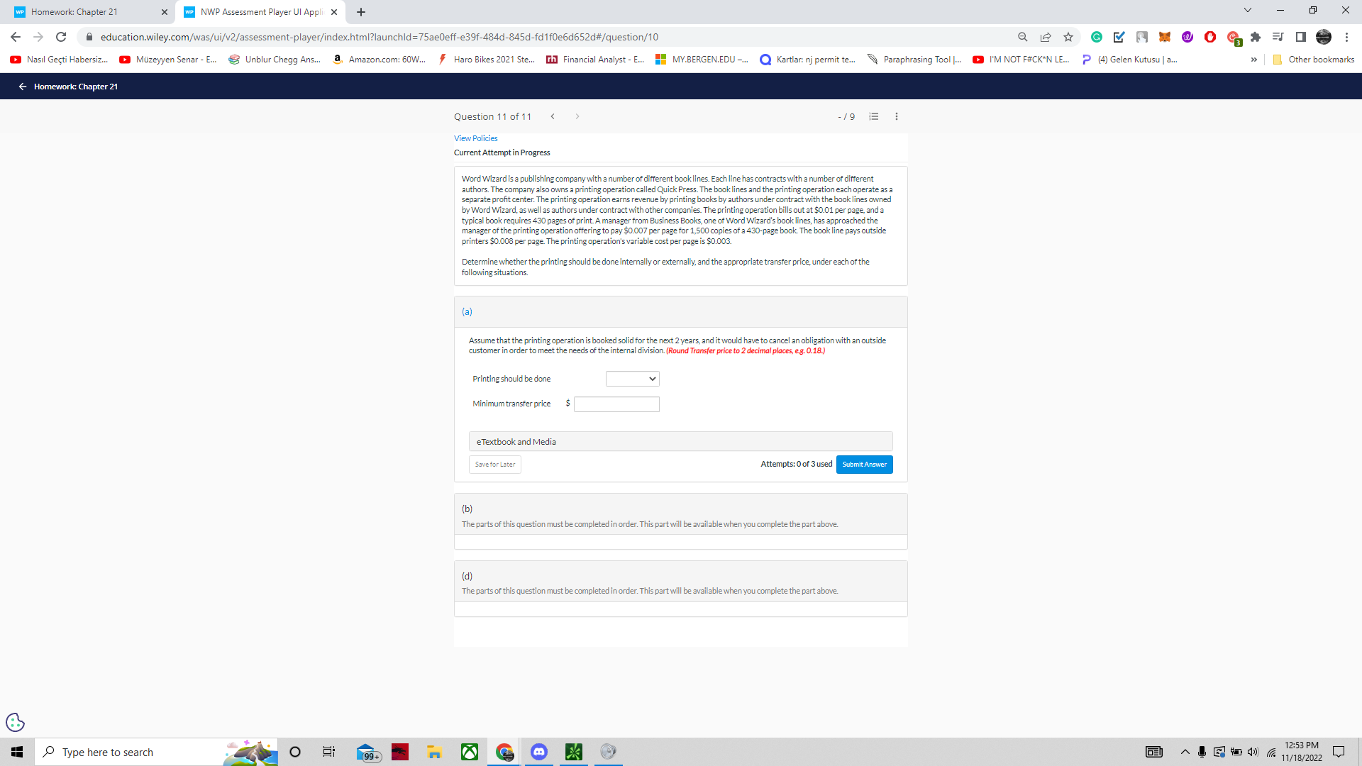 WP Homework: Chapter 21 * WP NWP Assessment Player Ul Appli