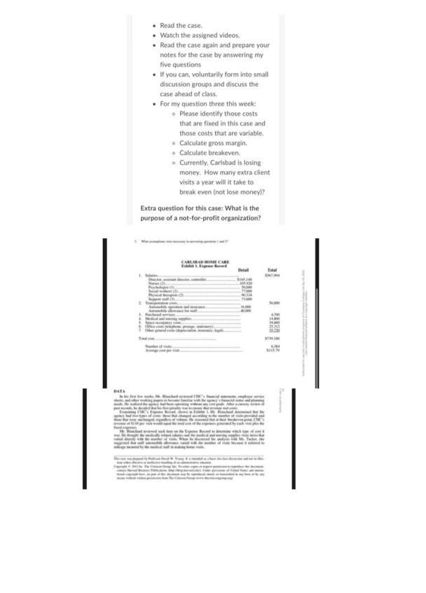This question is from a case study (carlsbad care home) . Read