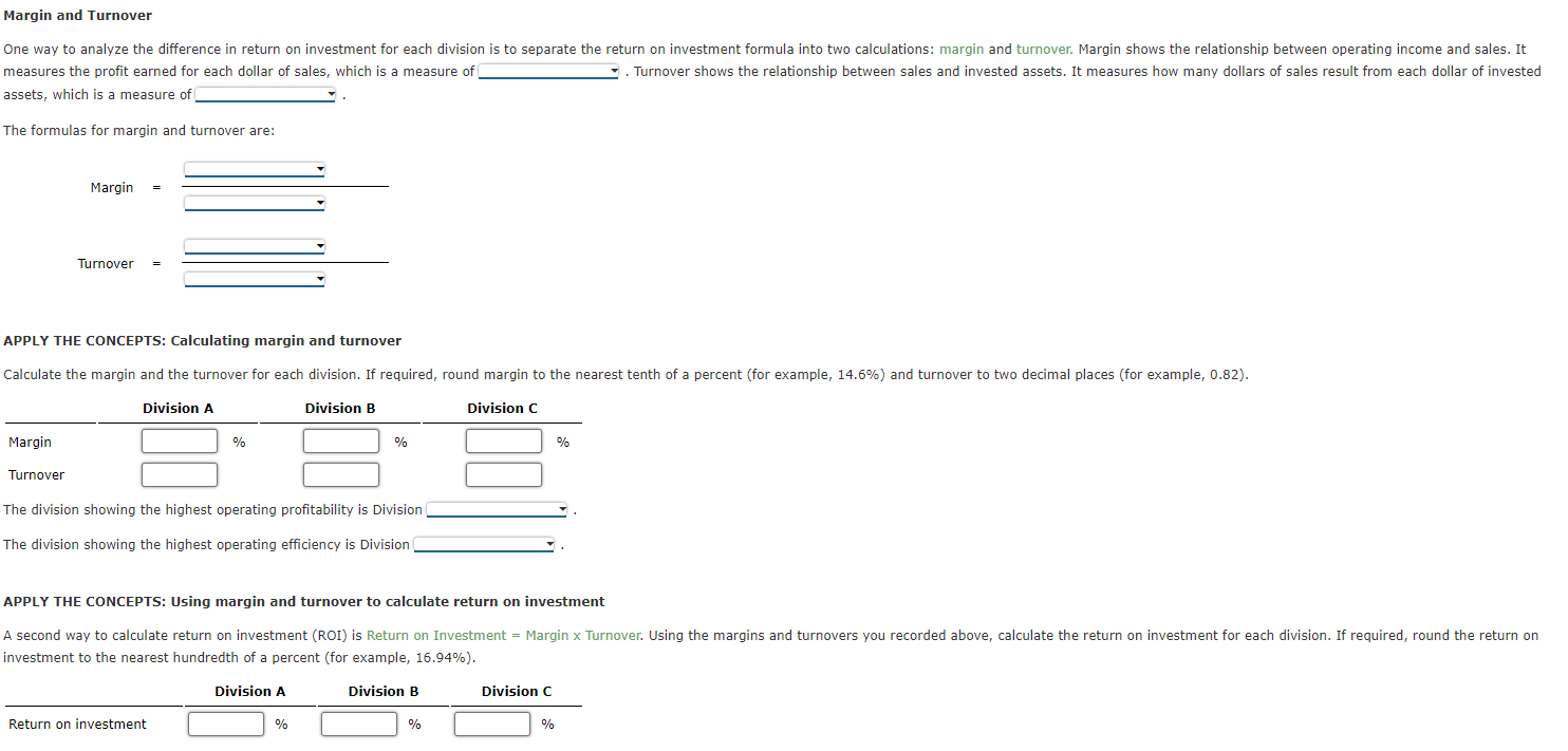 on investment for each division is to separate the return on investment