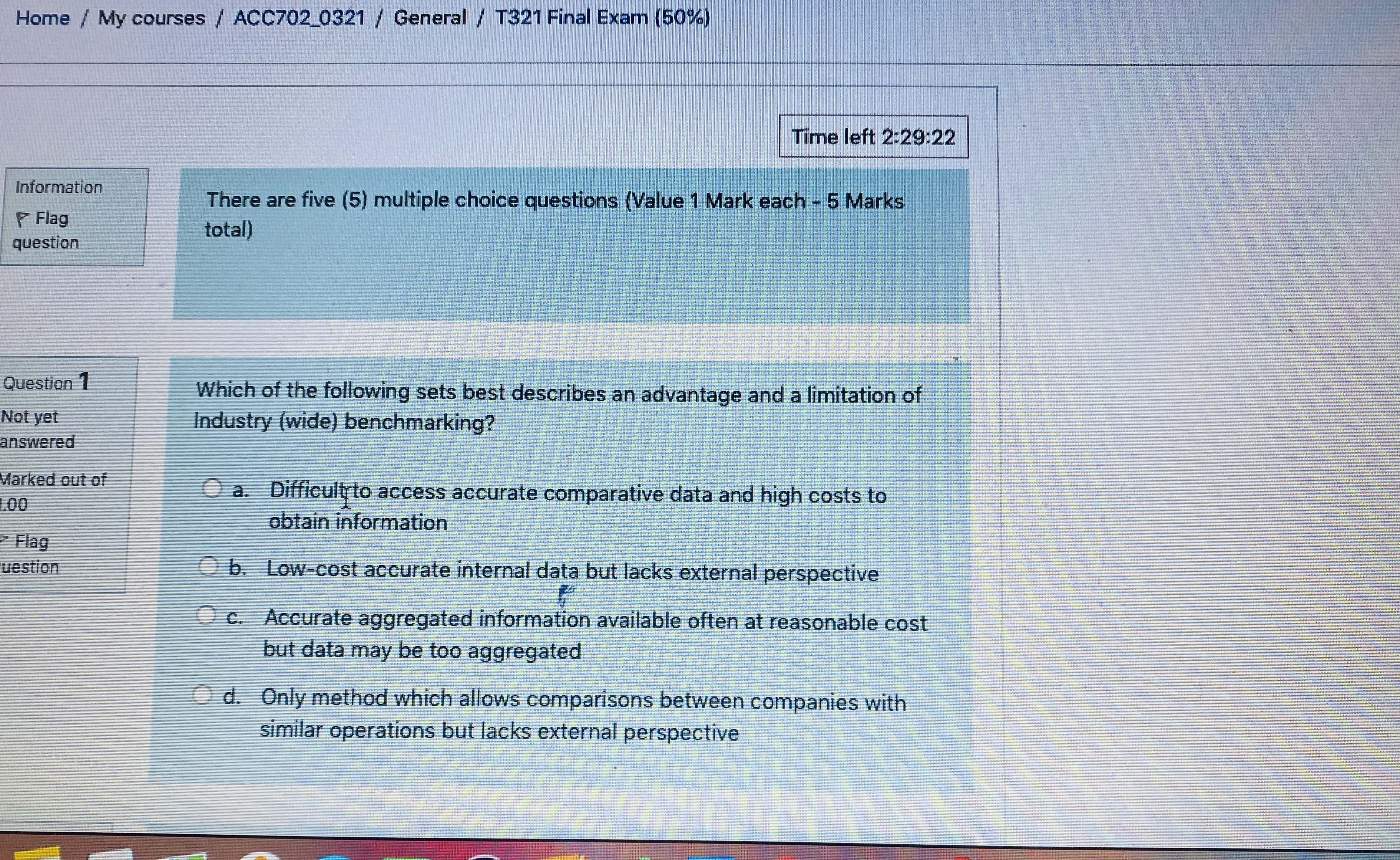  Home / My courses / ACC702_0321 / General / T321 Final
