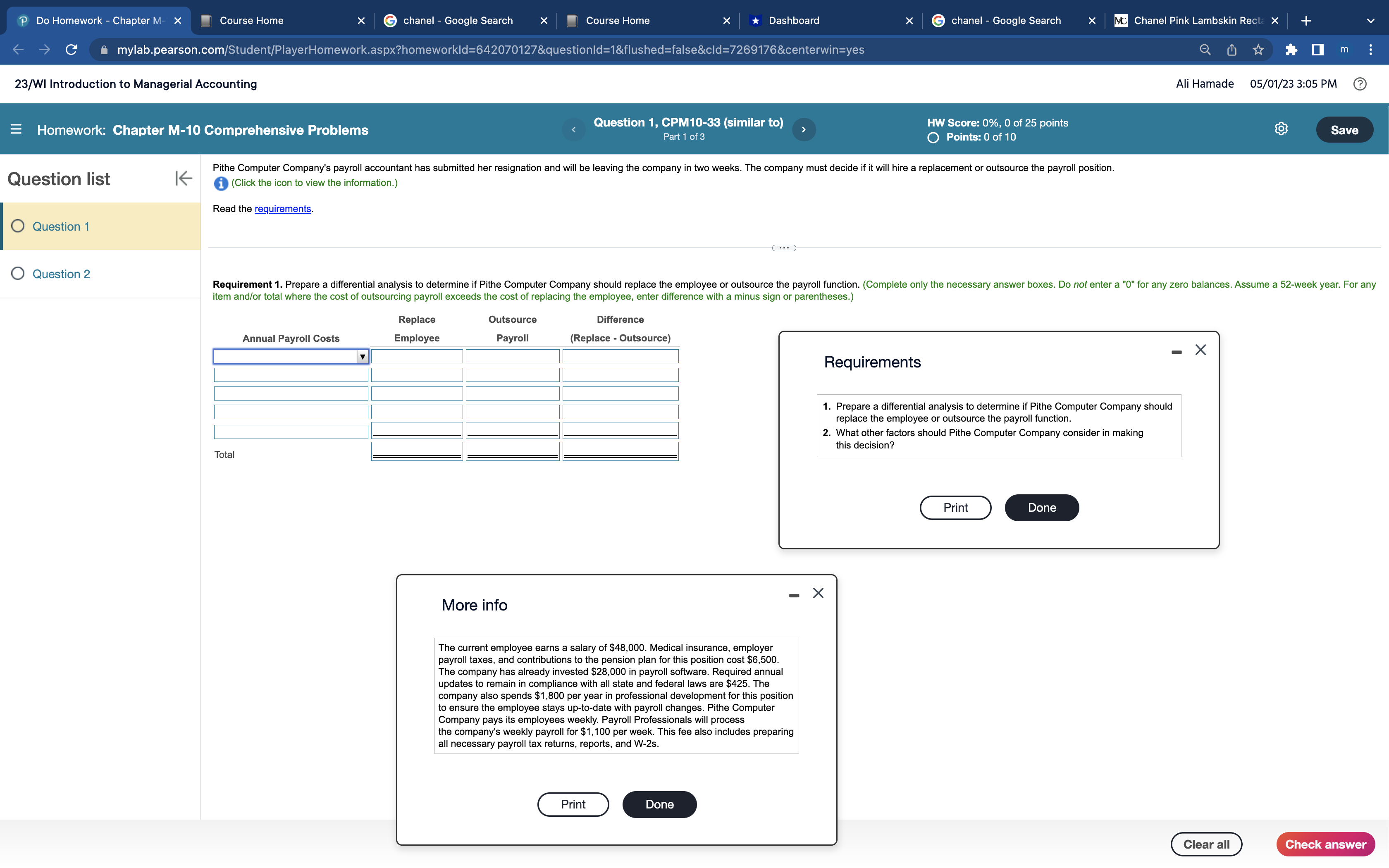 P Do Homework - Chapter M- X Course Home G chanel