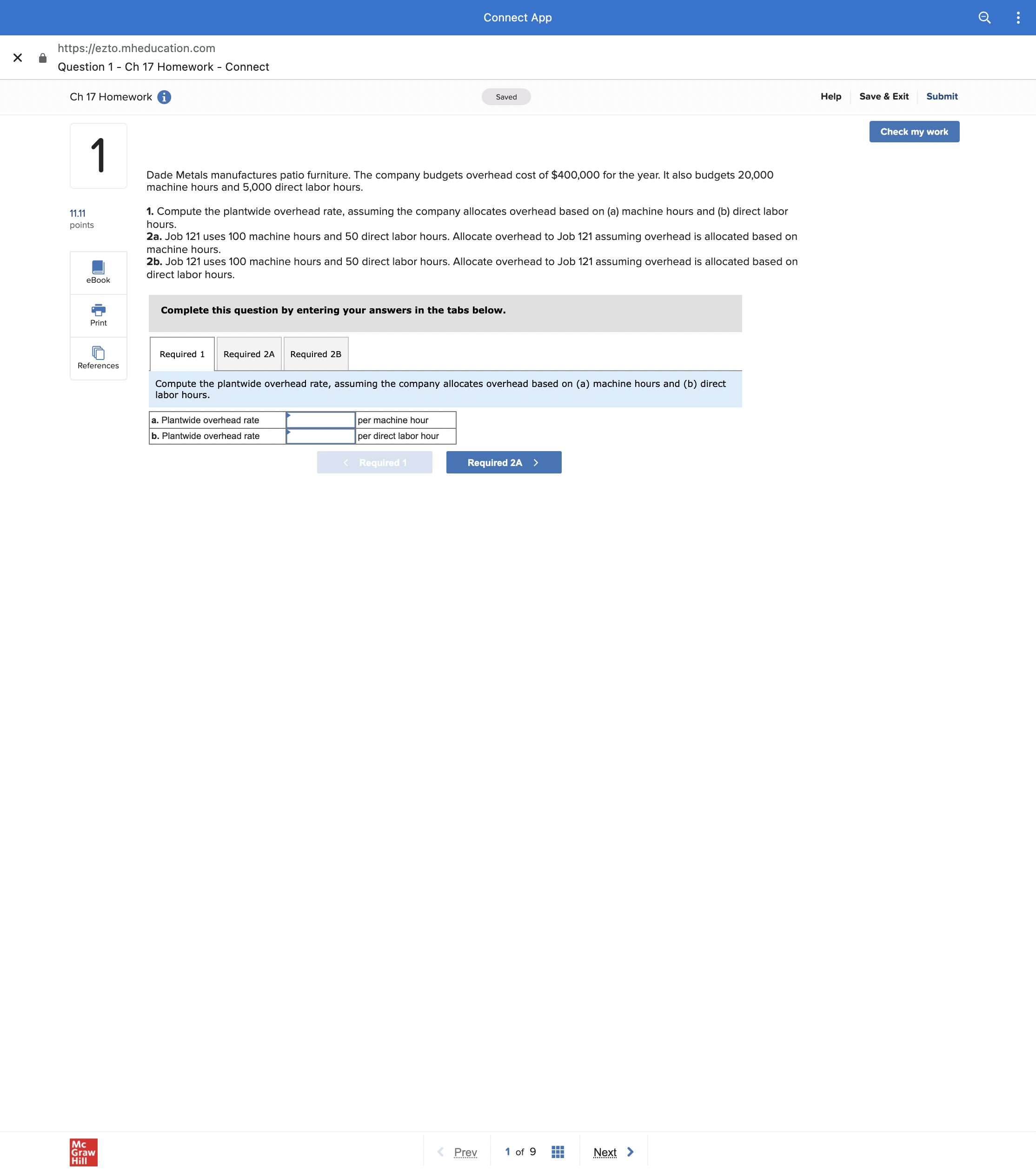  Connect App https:[/ezto.mheducation.com Question 1 Ch 17 Homework Connect Ch 17
