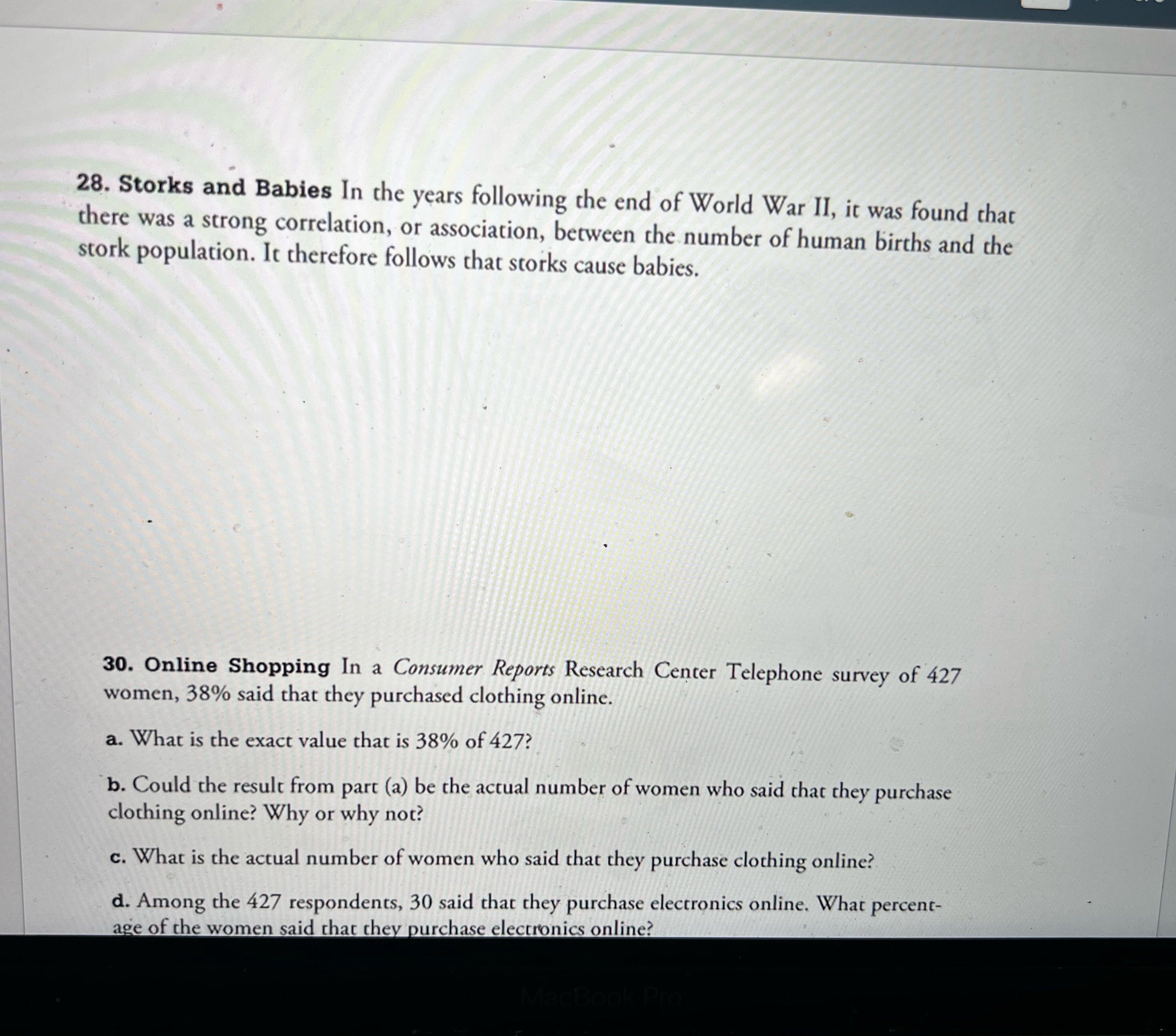 Show & explain work please 28. Storks and Babies In the years