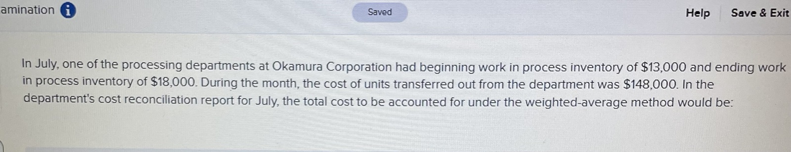 its production process. The data below summarize the department's operations in January.