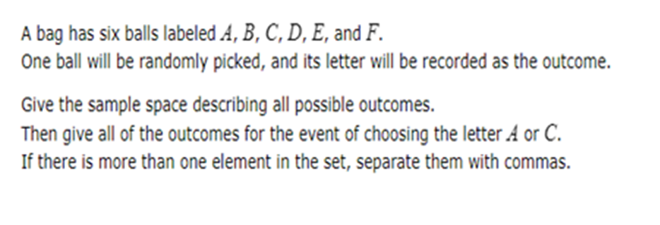  A bag has six balls labeled A, B, C, D, E,