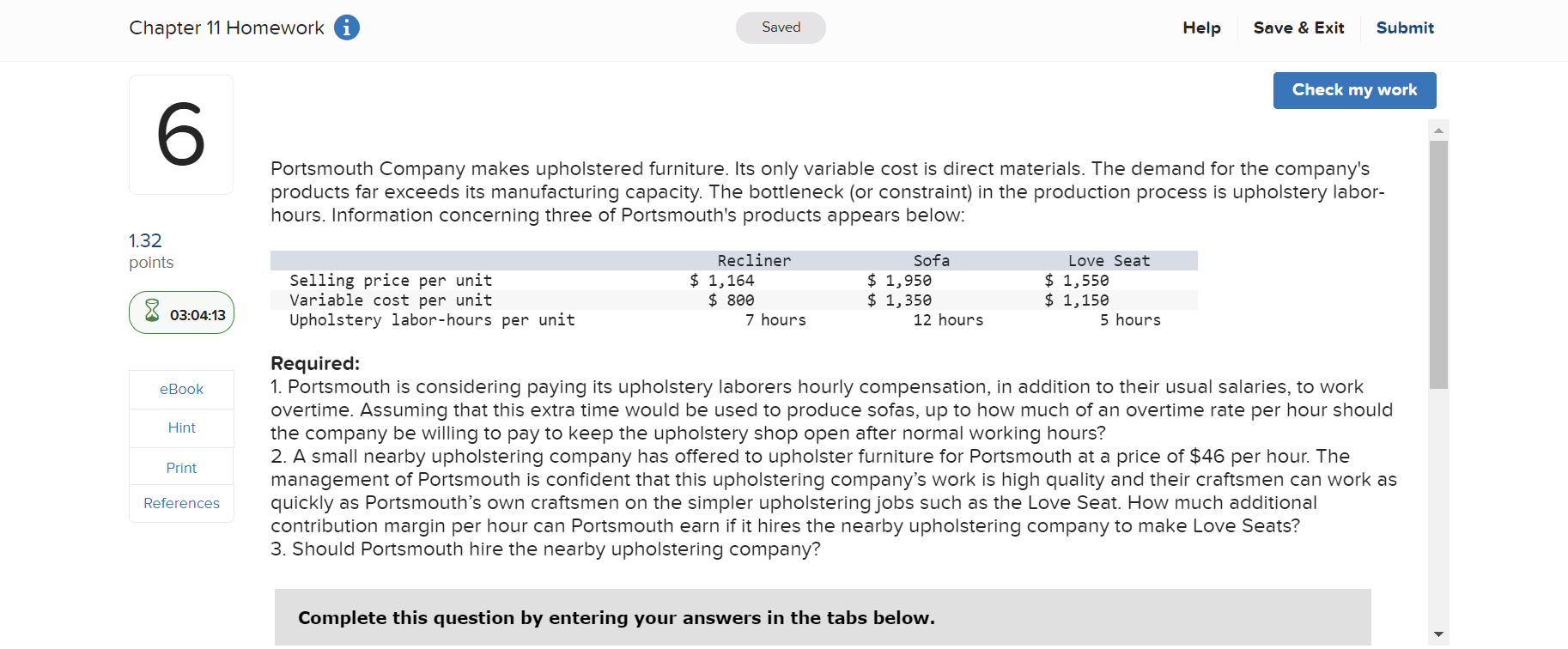  Chapter1l Homework 0 Saved Help Saves. Exit Submit Check my work