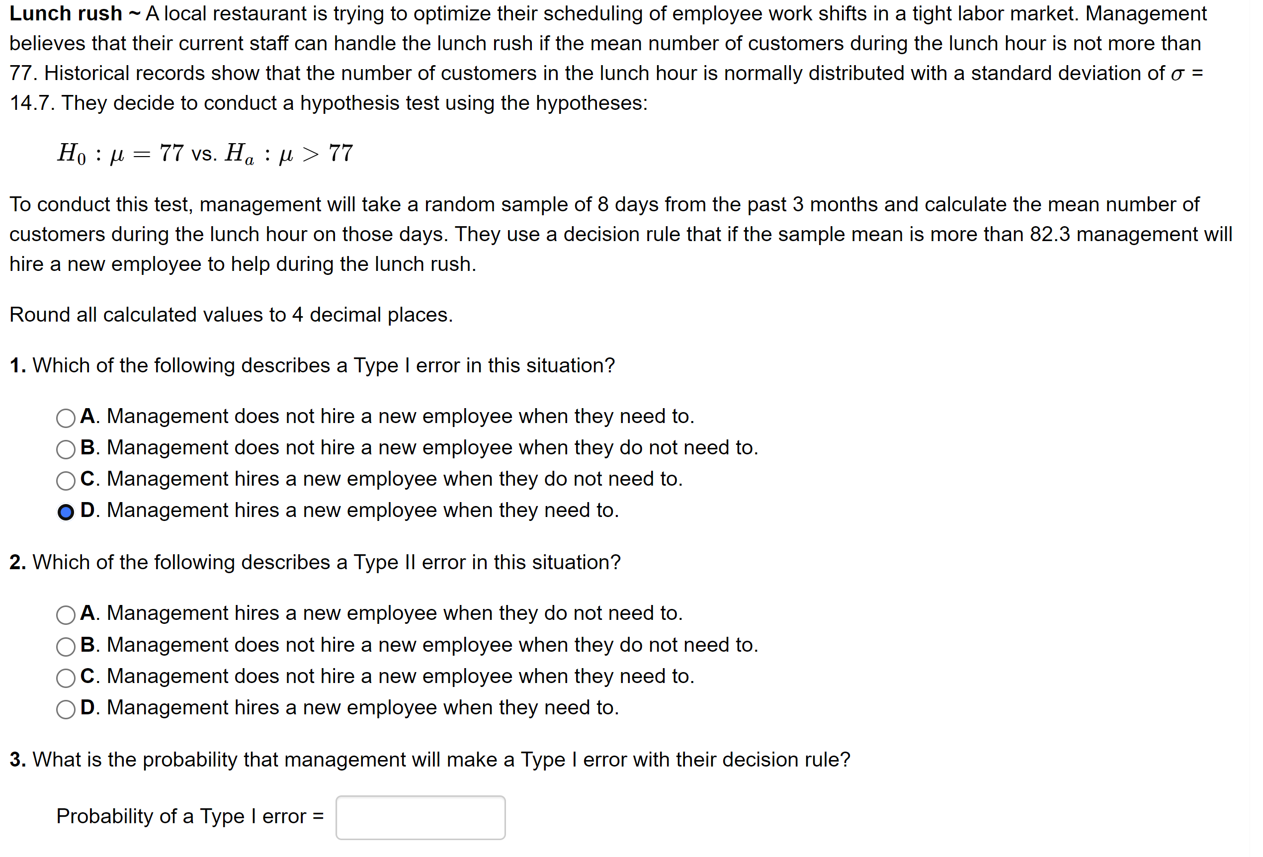  Lunch rush ~ A local restaurant is trying to optimize their