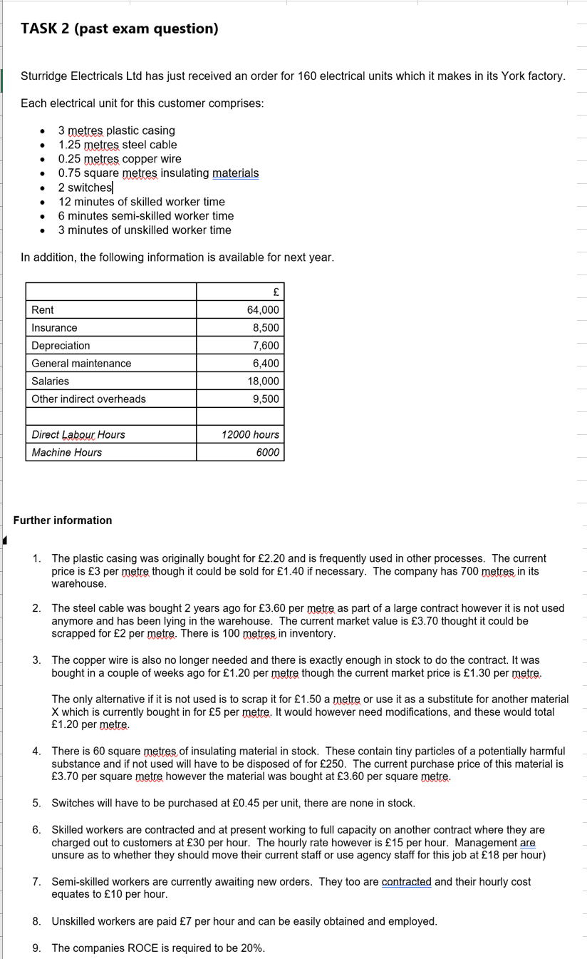 can you help mequestion 1a, b, c TASK 2 (past exam question)