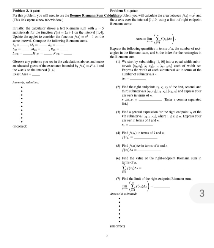Problem 3. (1 point) Problem 5. (1 point) For this problem,