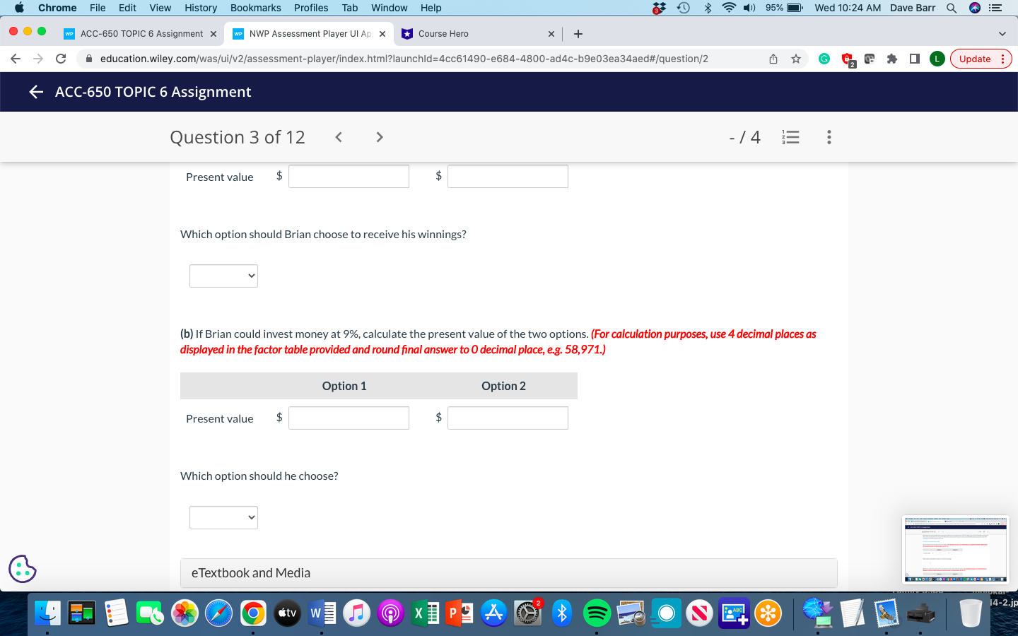 1 $ 7 ) 95% Wed 10:24 AM Dave Barr QE ...