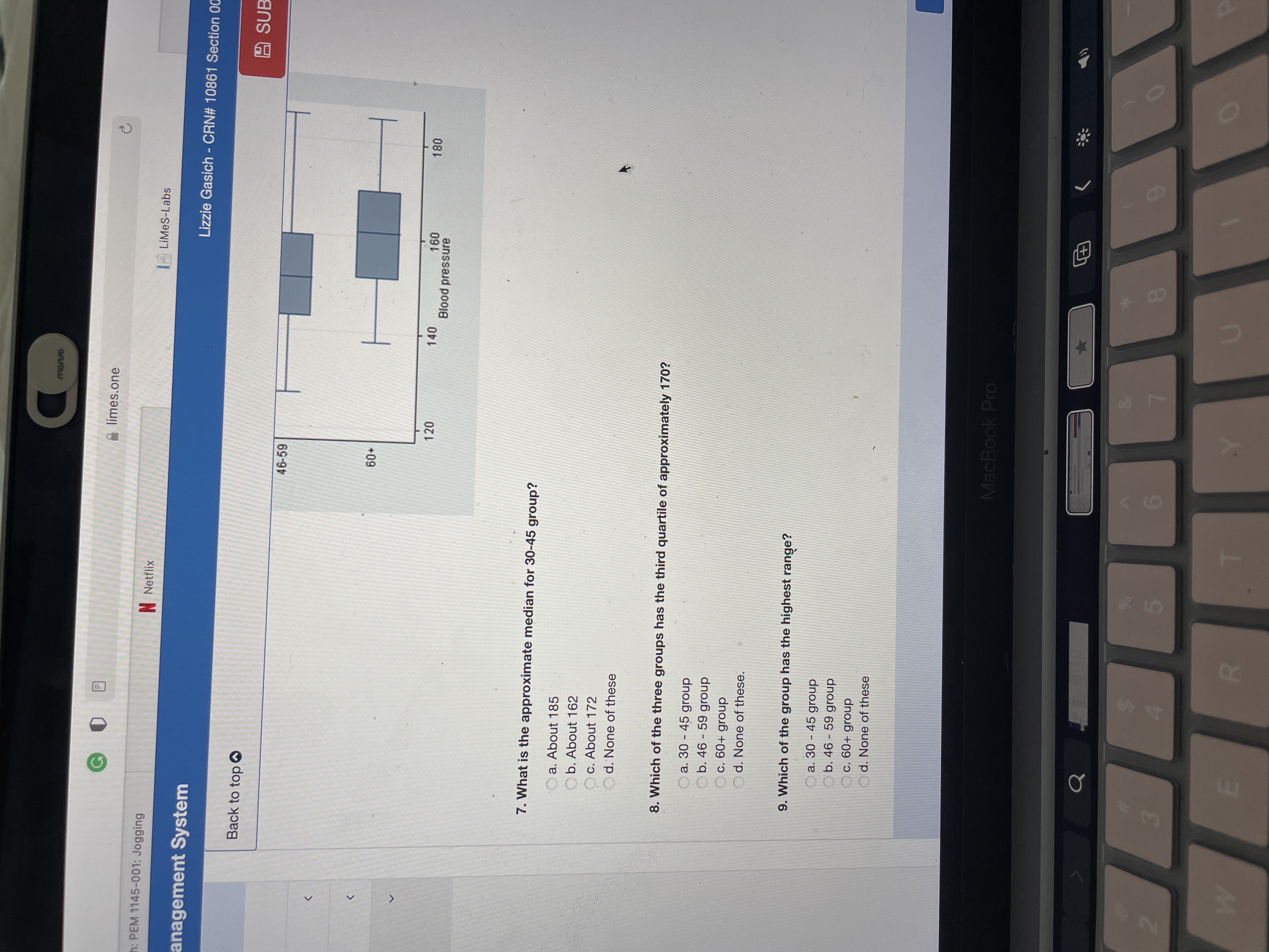 to answer questions 7 to 9. 30-45 46-59 60+ 120 140 160