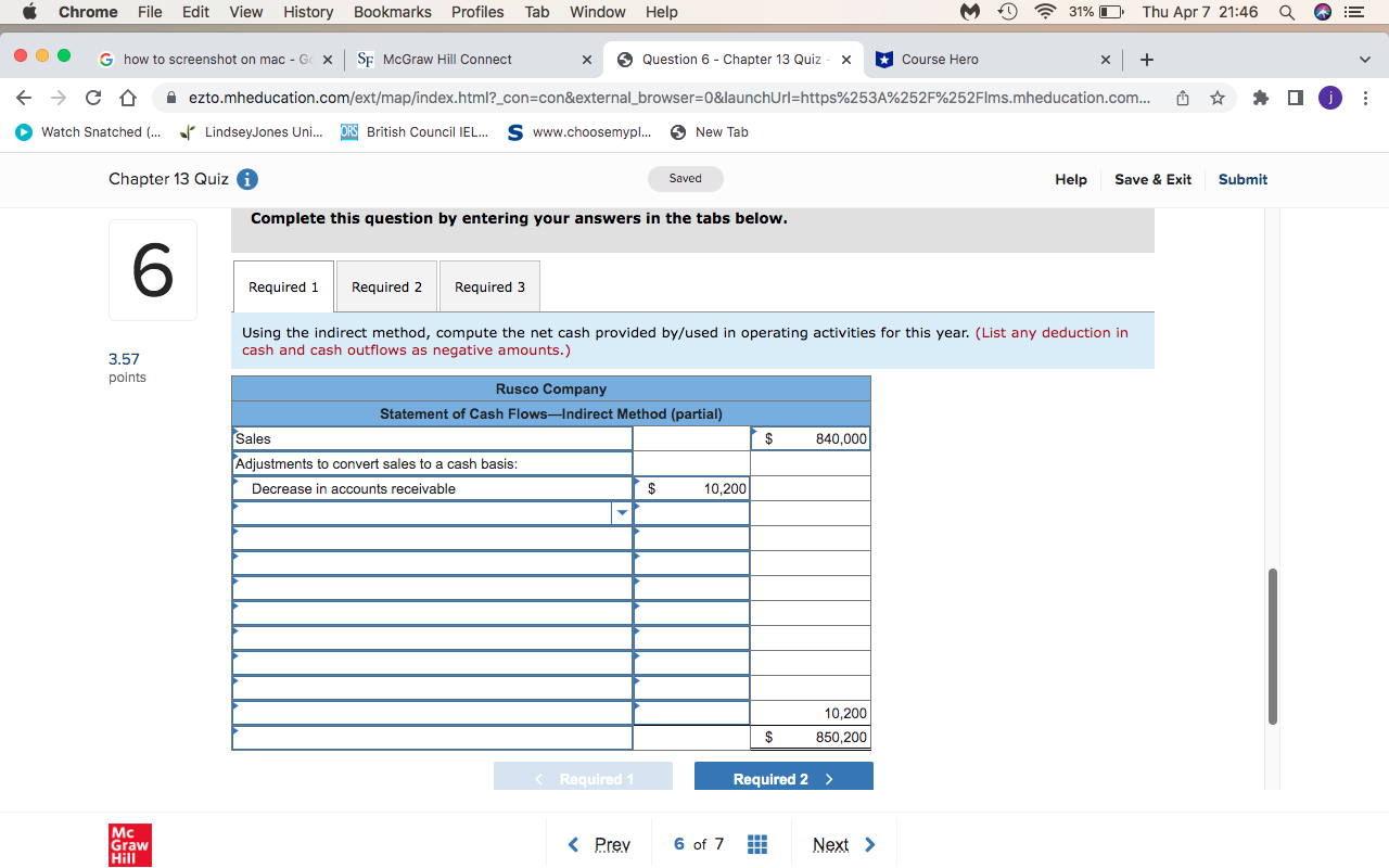 screenshot on mac - Gc x SF McGraw Hill Connect x Question