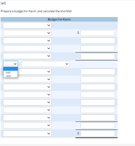 is an accounting major. Kevin's estimate of expenses for the next eight-month