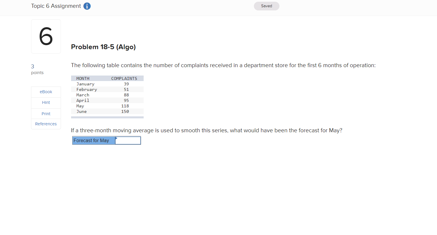 Topic 6 Assignment i Saved 6 Problem 18-5 (Algo) 3 The