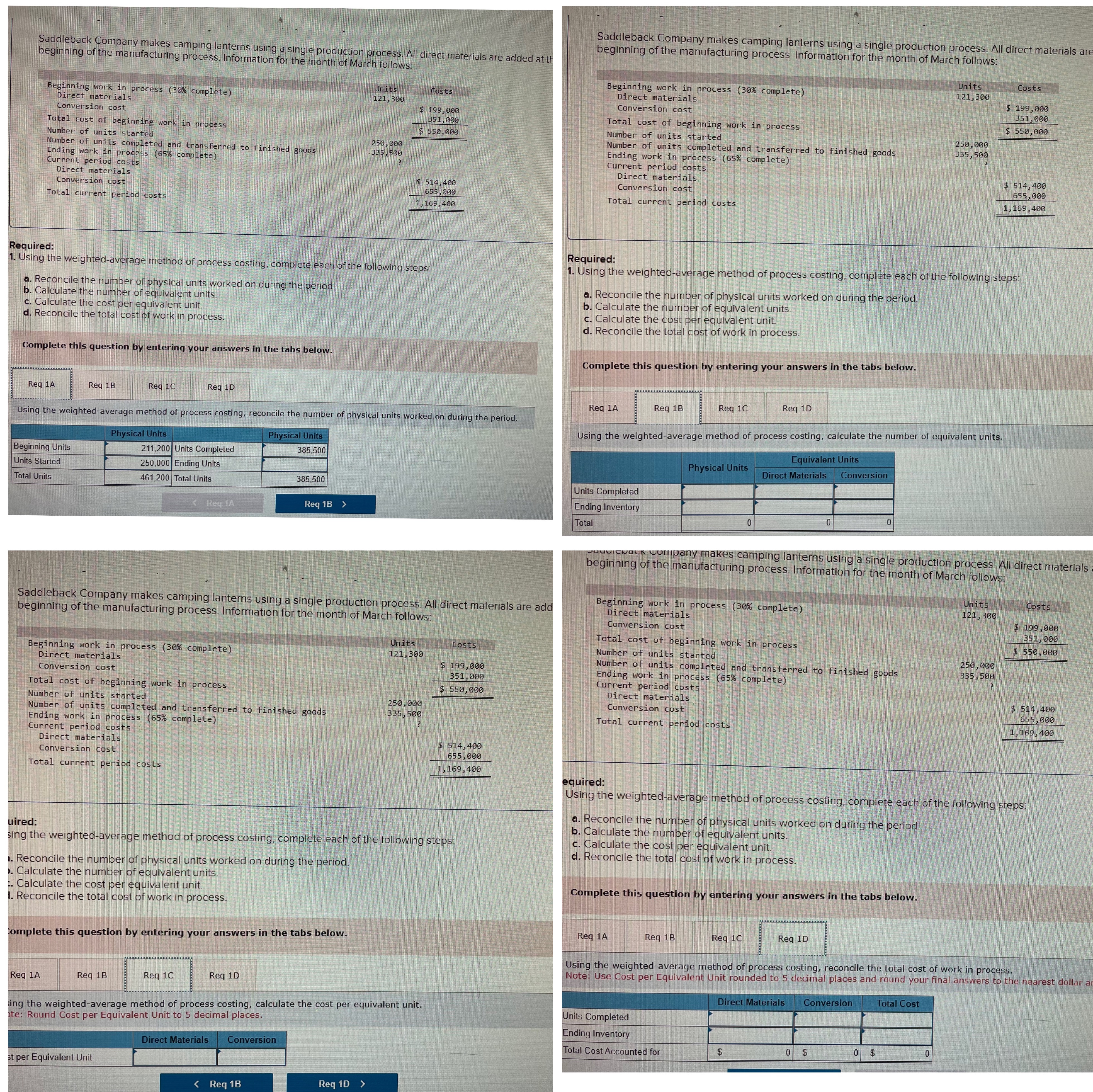 Saddleback Company makes camping lanterns using a single production process. All direct