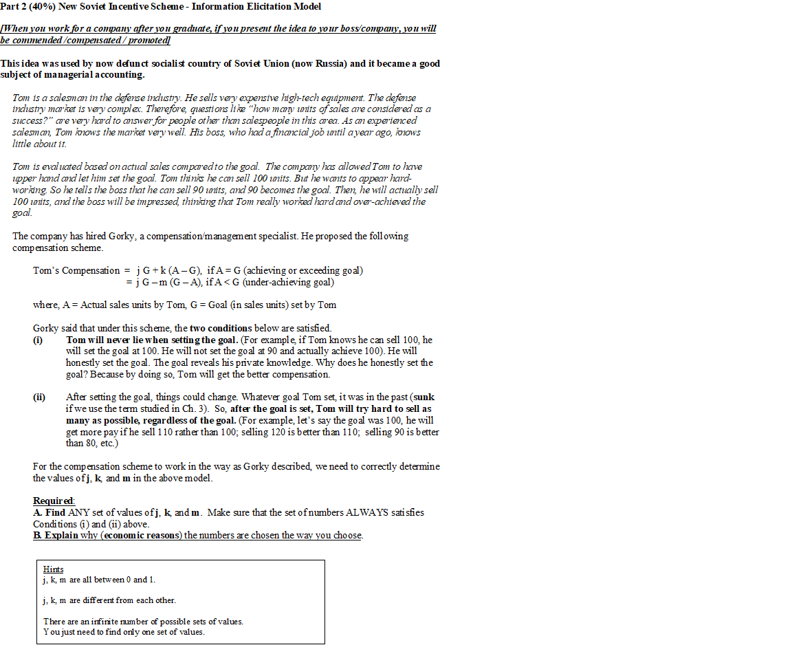 Part 1 (30%) - How to Pay Mark? Consider this situation Julie