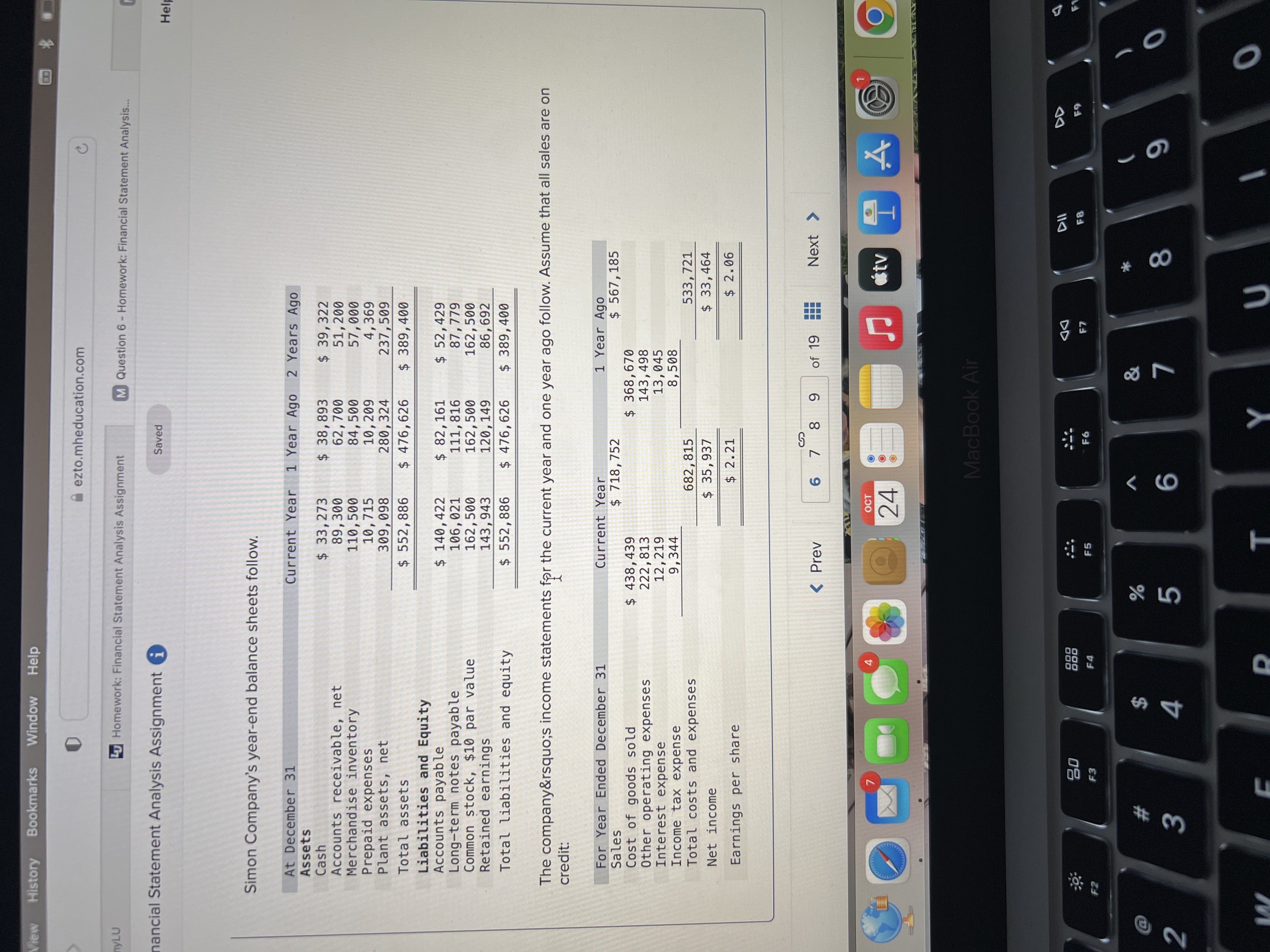  View History Bookmarks Window Help EB ezto.mheducation.com C TyLU Lu Homework: