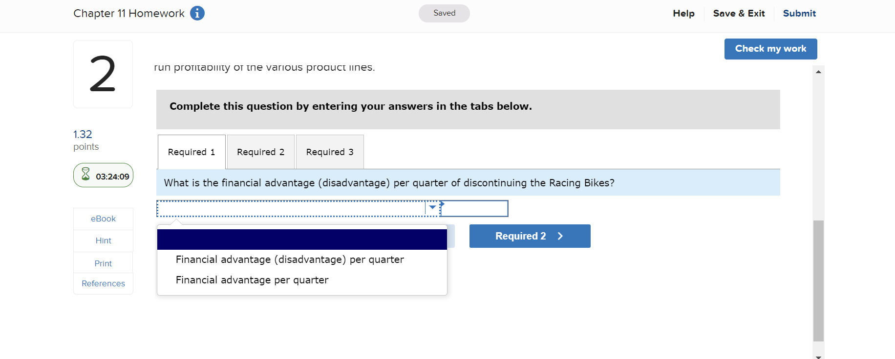  Chapter 11 Homework i Saved Help Save & Exit Submit Check