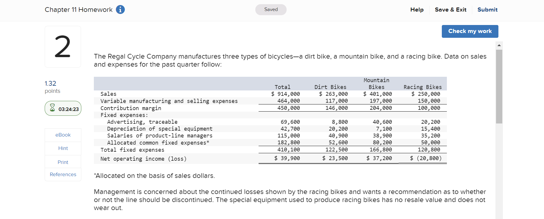 question by entering your answers in the tabs below. 1.32 points Required
