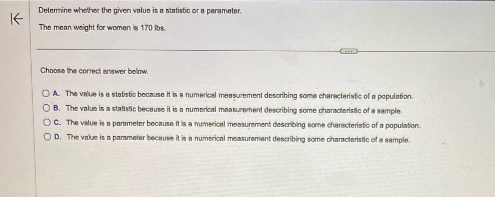 Determine whether the given value is a statistic or a parameter.