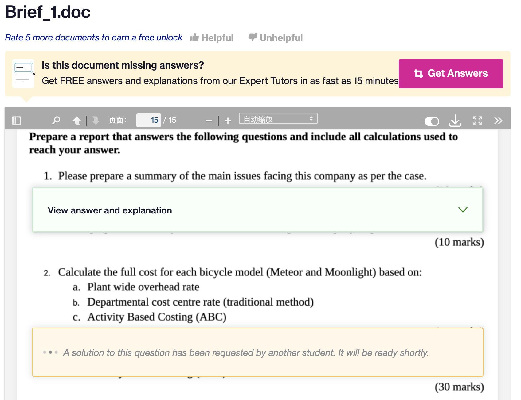 Please answer Q2 on this page. thx Brief_1.doc Rate 5 more documents