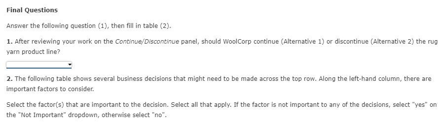 year, and is making decisions on product offerings, pricing, and vendors. The
