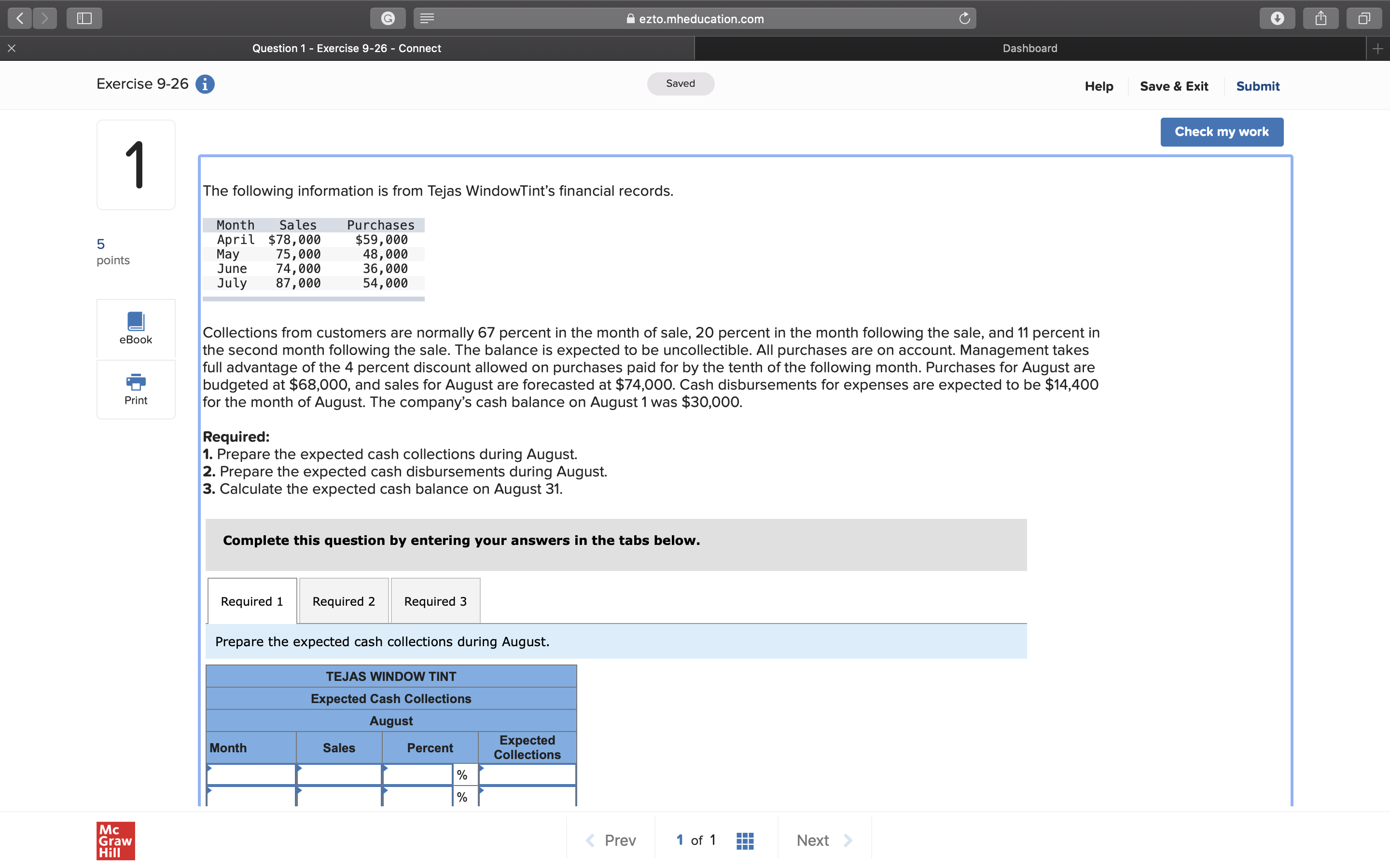  6 eztomheducationcom Question 'I Exercise 9~26 , Connect Dashboard Exercise 9-26
