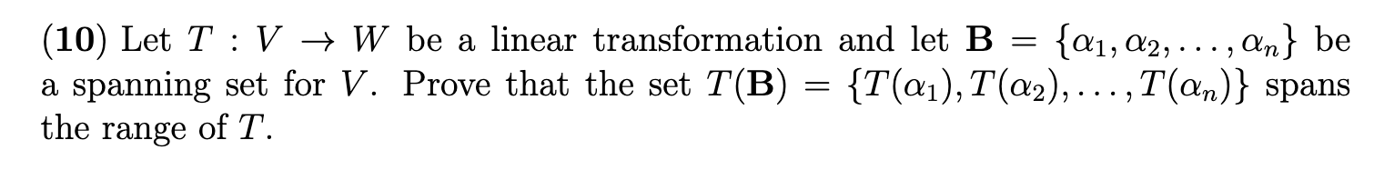 V. Prove that the set T(S) = {0: E W|T() = o: