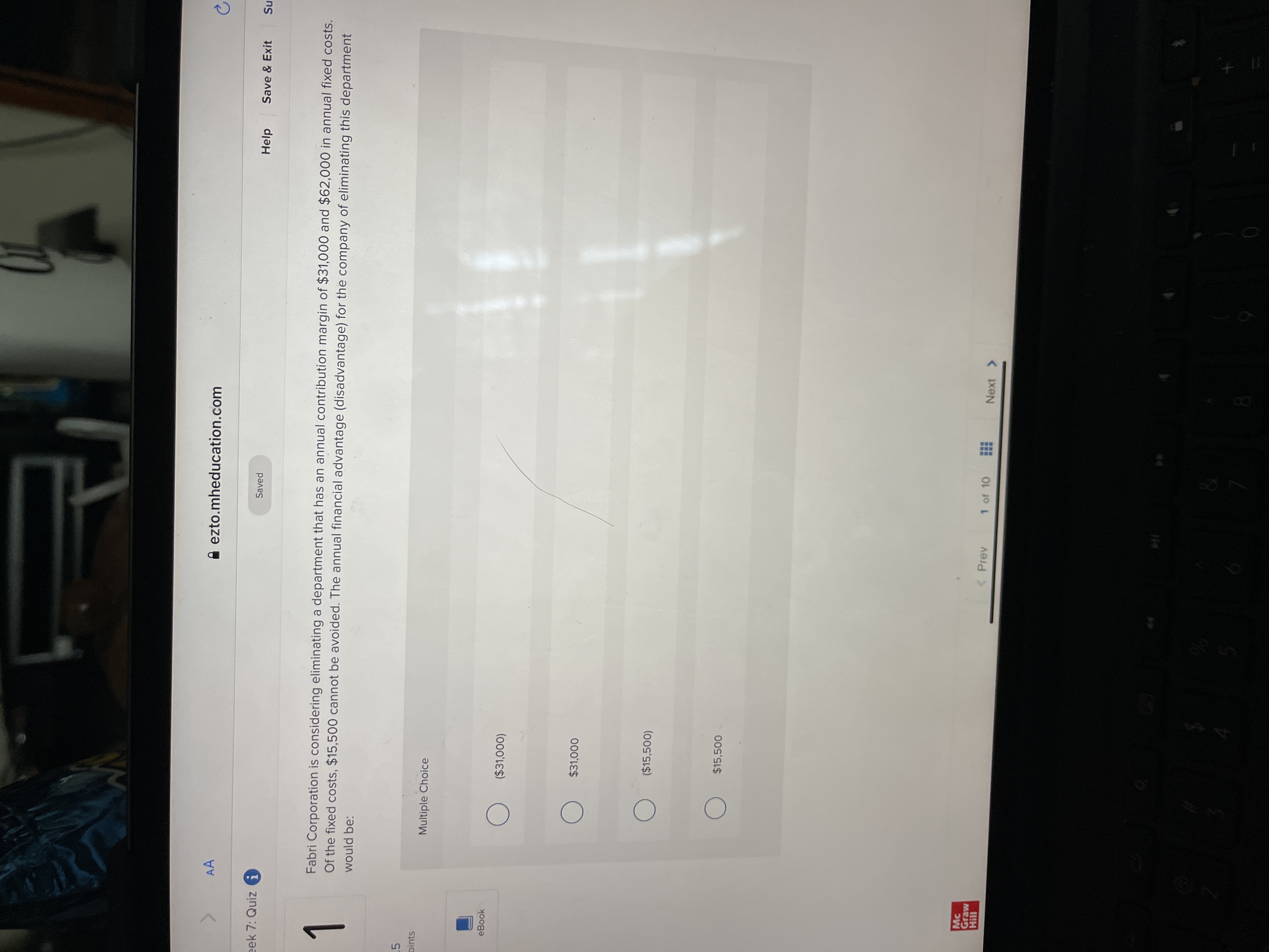  AA A ezto.mheducation.com ek 7: Quiz @ Saved Help Save &