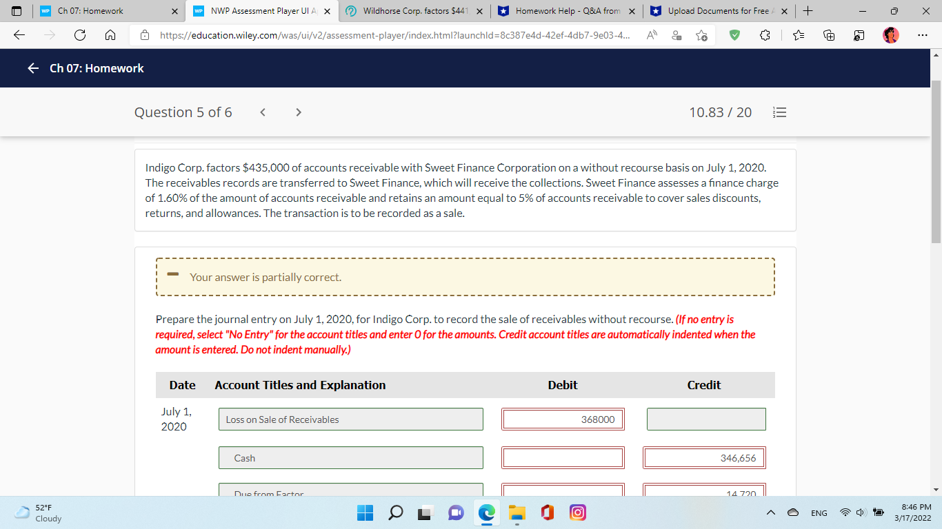 WP Ch 07: Homework X WP NWP Assessment Player UI A