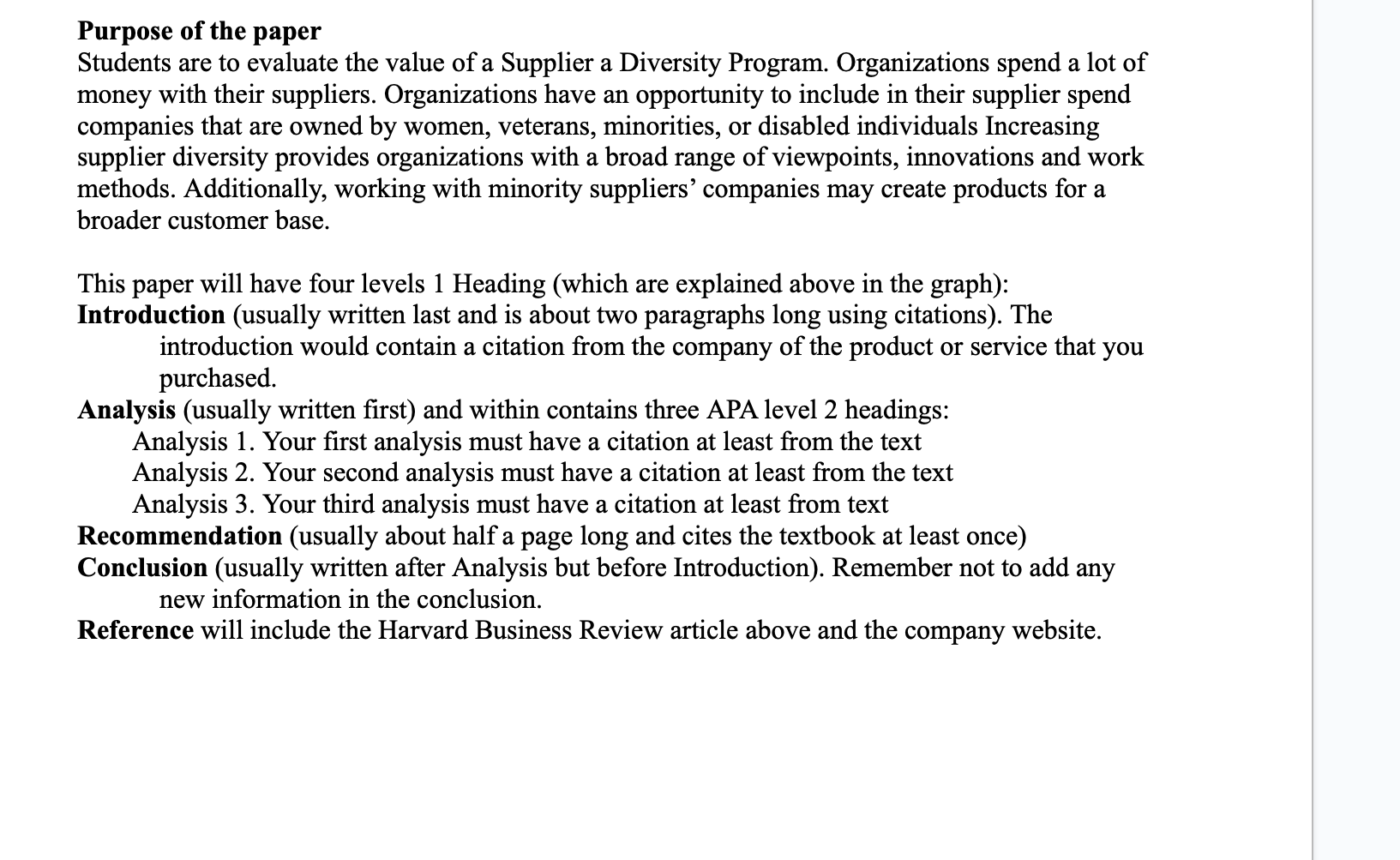 three sentences long. Analyze a specic company with a Supplier Diversity Program