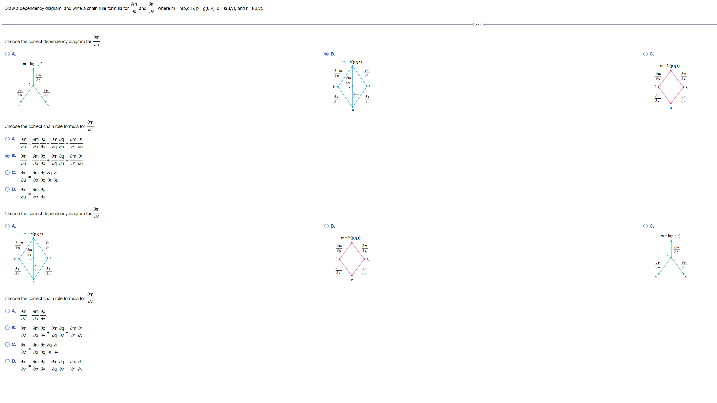 om om Draw a dependency diagram, and write a chain rule