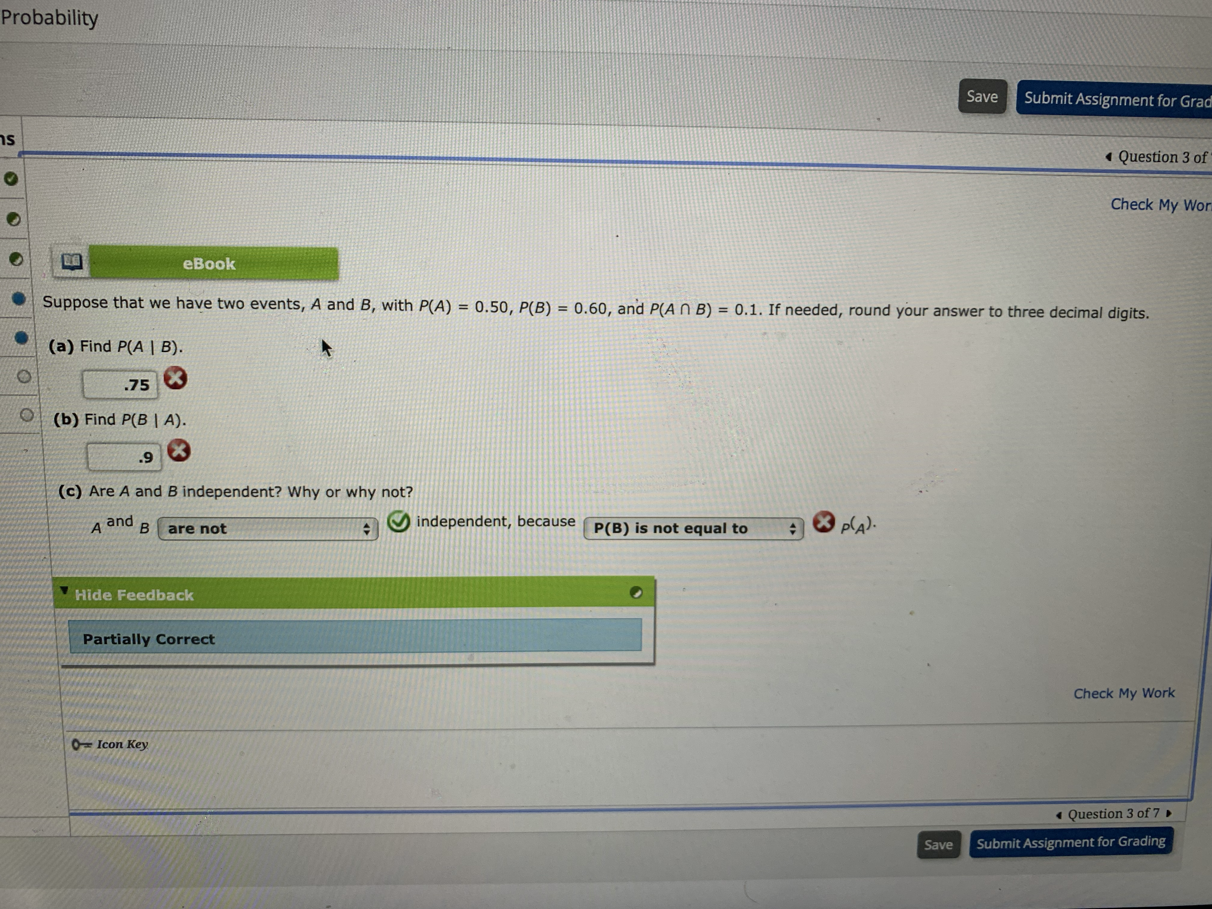 Probability Save Submit Assignment for Gra IS Question 3 of Check