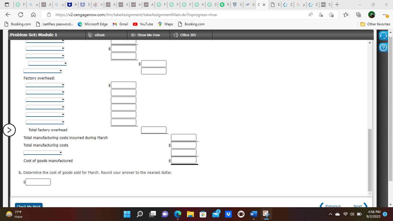 Company for the month ended March 31 are as follows: m @