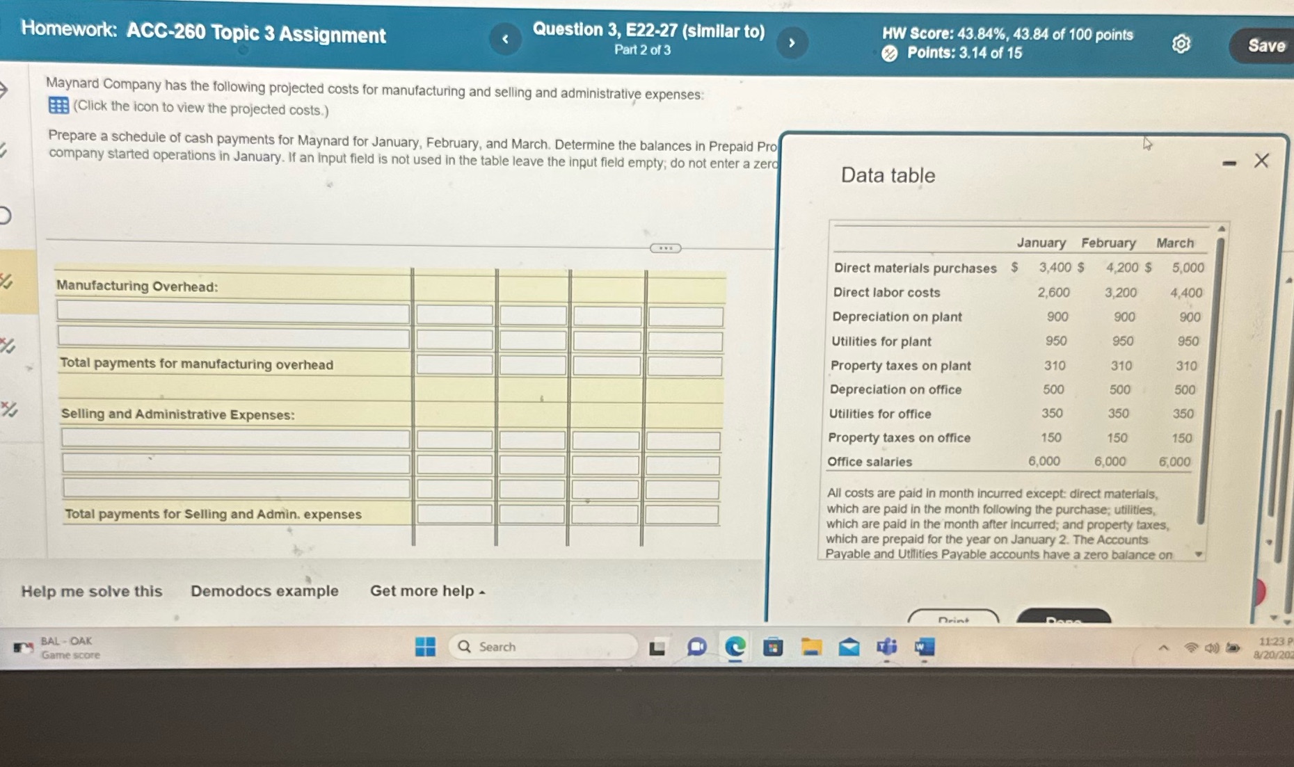  Homework: ACC-260 Topic 3 Assignment Question 3, E22-27 (similar to) HW
